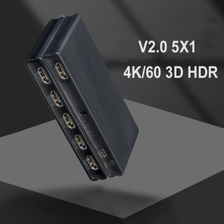 4k 60HZ 5x1 HDMI สวิตช์ 2.0 ตัวแปลงวิดีโอ เข้า 5 ออก 1 1080p 3D HDR สําหรับ PS3 PS4 PS5 XBOX DVD PC เป็นทีวี มอนิเตอร์ โปรเจคเตอร์