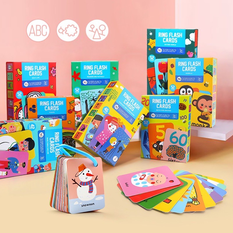 ✨ Ring Flash Card การ์ดคําศัพท์ 2 ภาษา (อังกฤษ,จีน) ✨ Joan miro