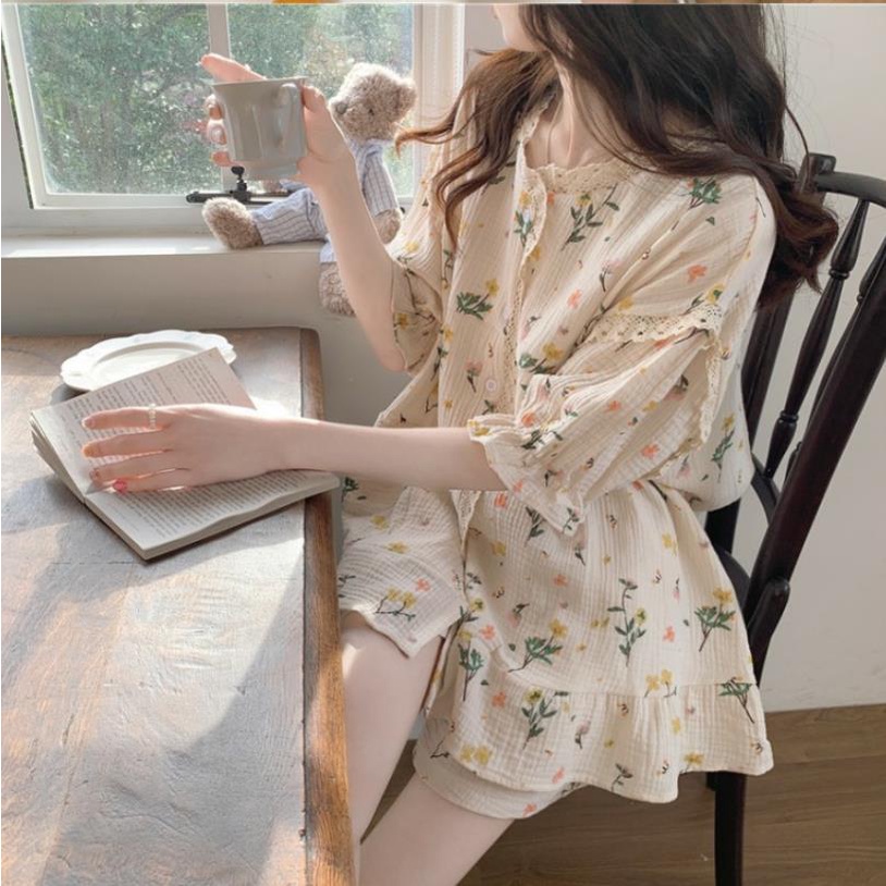 🍒🧸(ราคาต่ำสุด)ชุดนอนลายดอกมรกต，ชุดนอนแสนสบาย，สดและน่ารัก，11 สไตล์ให้เลือก，ขาสั้น+เสื้อ，M-2XL - รูปที่ 6