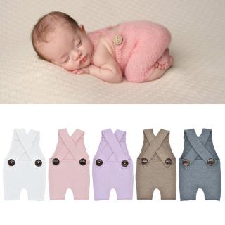 Mary✪ Newborn Photography Prop Button Overalls Pants Baby Photo Shoot Romper Outfit