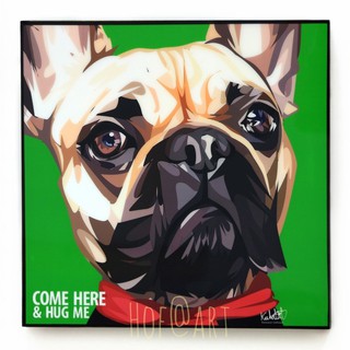 Dog หมา Come here &amp; Hug Me รูปภาพ​ติด​ผนัง​ pop art สุนัข สัตว์เลี้ยง แต่งบ้าน ของขวัญ กรอบรูป รูปภาพ