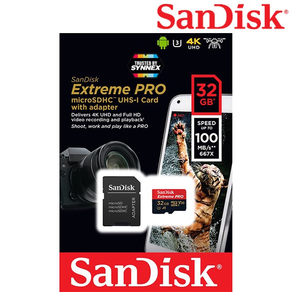 SanDisk Extreme Pro microSD 32GB อ่าน 100MB/s เขียน90MB/s (SDSQXCG_032G_GN6MA) เมมโมรี่ การ์ก แซนดิส สำหรับ Gopro7 SJCAM