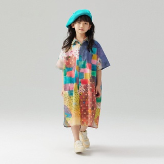 ⊙❖☋สาวๆนักออกแบบดั้งเดิมศิลปะการพิมพ์แขนสั้นปลอกคอยืนชุดเสื้อ