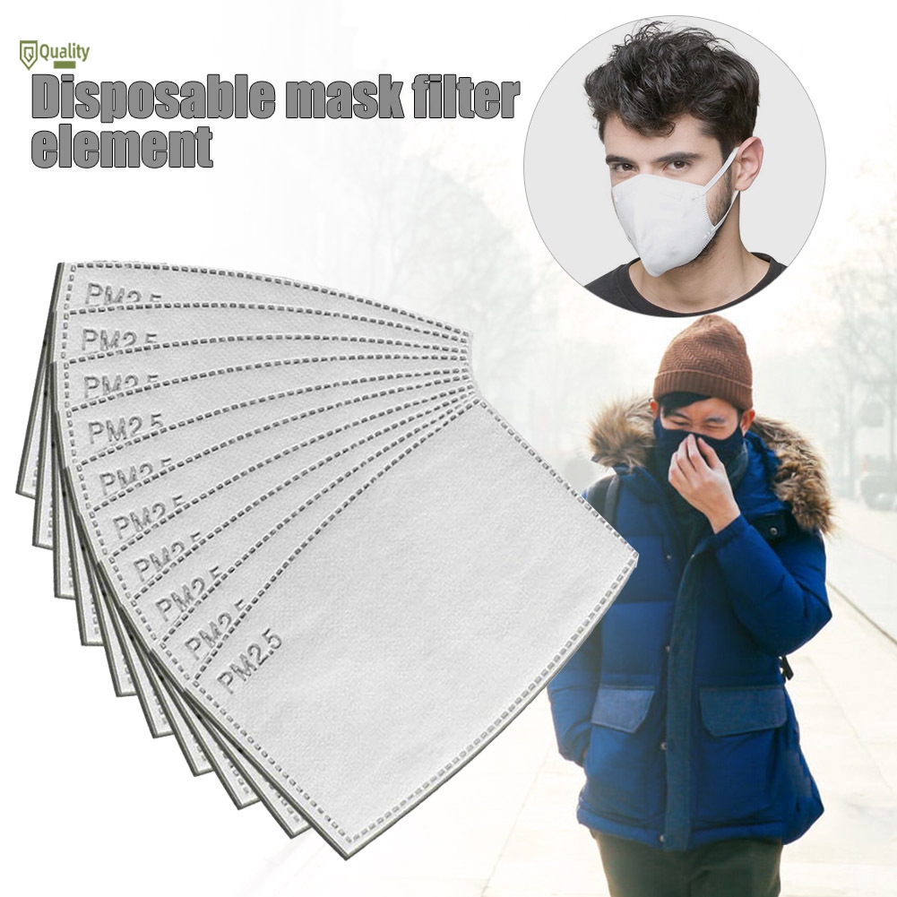 10/30/50/100Pcs แผ่นกรองฝุ่น แผ่นคาร์บอนใส่หน้ากาก mask กรองเชื้อโรค 5 ชั้น ของแท้ 2.5pm กรอง pm2.5