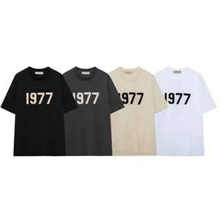 เสื้อยืดแขนสั้น ทรงหลวม พิมพ์ลายตัวเลข 1977 พลัสไซซ์S-5XL