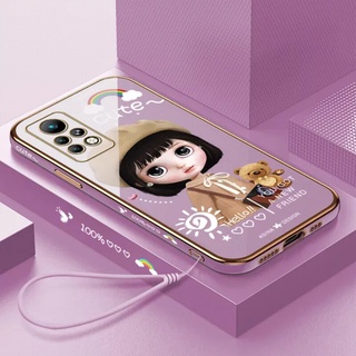 เคสโทรศัพท์มือถือซิลิโคน ขอบตรง ลายการ์ตูนผู้หญิง หรูหรา สําหรับ Infinix Note 11 PRO 11S 8i 10 10 PRO