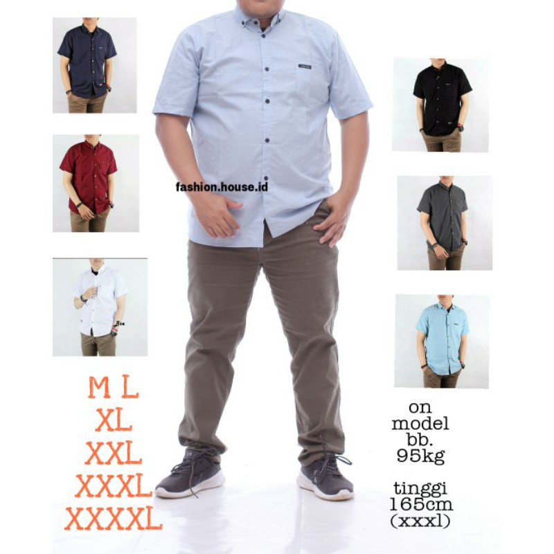 Kemeja Hem Plain Shirts Men Casual Shirts Men Short Shirts เสื้อจัมโบ้ XXXL