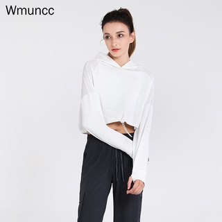 Wmuncc เสื้อกันหนาวแขนยาว มีฮู้ด ทรงหลวม แบบแห้งเร็ว เหมาะกับใส่ออกกําลังกาย วิ่ง เล่นโยคะ สําหรับผู้หญิง