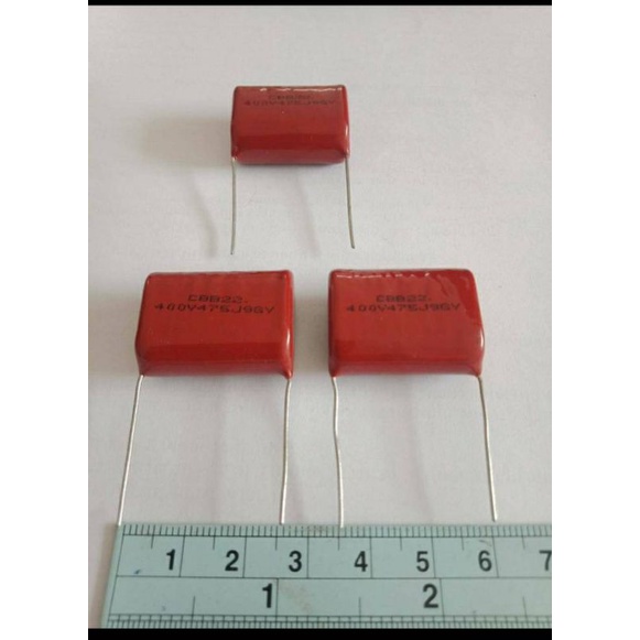 475J400V 4.7UF 400V 400V475J คาปาซิเตอร์ไมล่า4.7UF (แพ็ค5ตัว) C4.7UF 400V C 4.7UF 400V CBB22 C ไมล่า