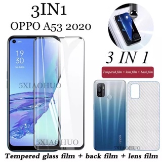 3in1 OPPO A53 2020 ฟิล์มเลนส์กล้อง + ฟิล์มกระจกเต็มจอ+ ฟิล์มหลัง ฟิล์มกันกระแทกขอบดำ