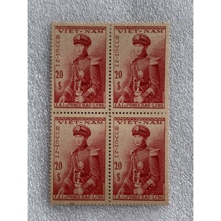 แสตมป์ผเวียดนามชุดเจ้าชาย Bao Long ปี1954 ดวง20$ บล็อก4