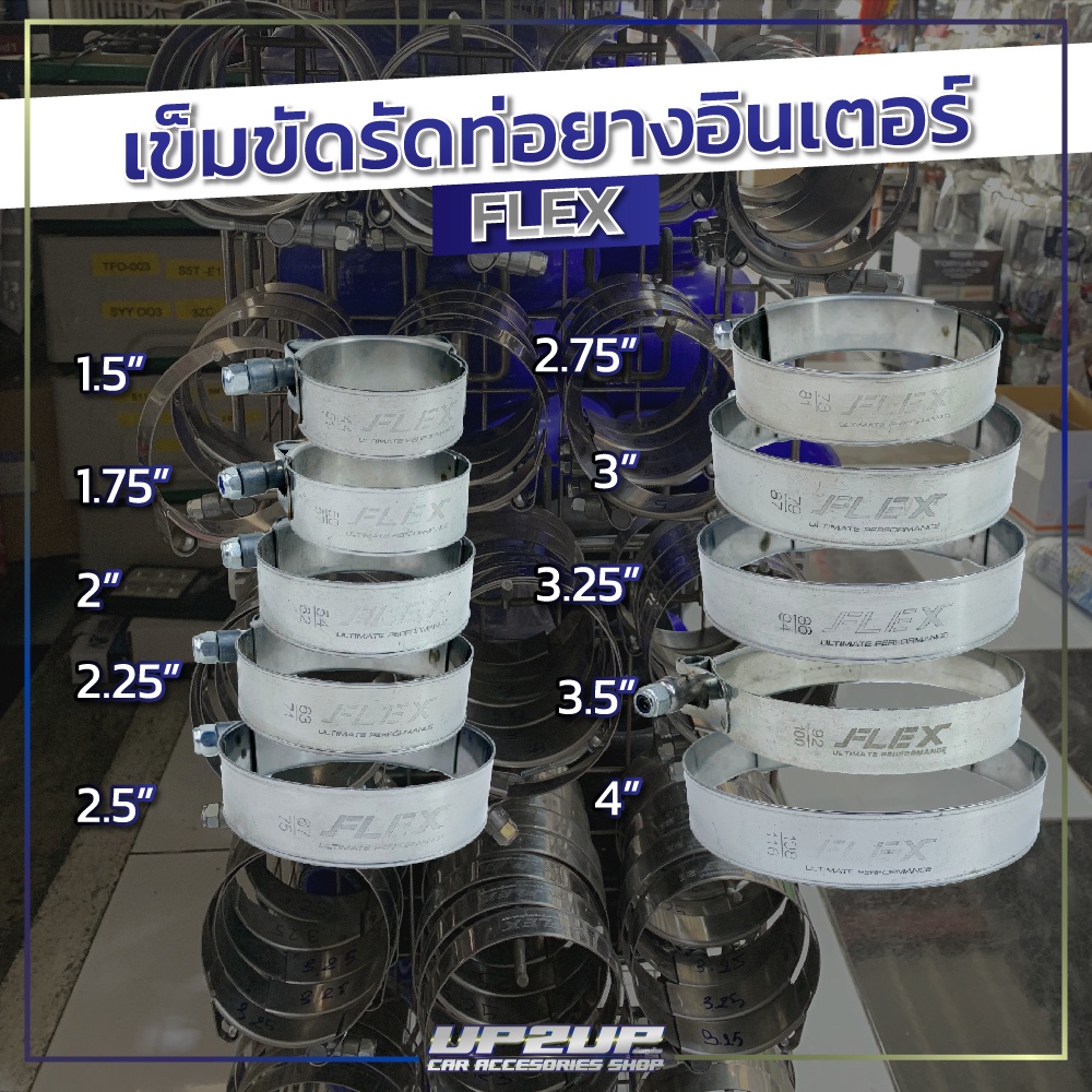 เข็มขัดรัดท่อยางอินเตอร์ งาน FLEX หัวน๊อตกันคลายสำหรับรัดท่อยาง แค้มป์รัดท่อยาง 