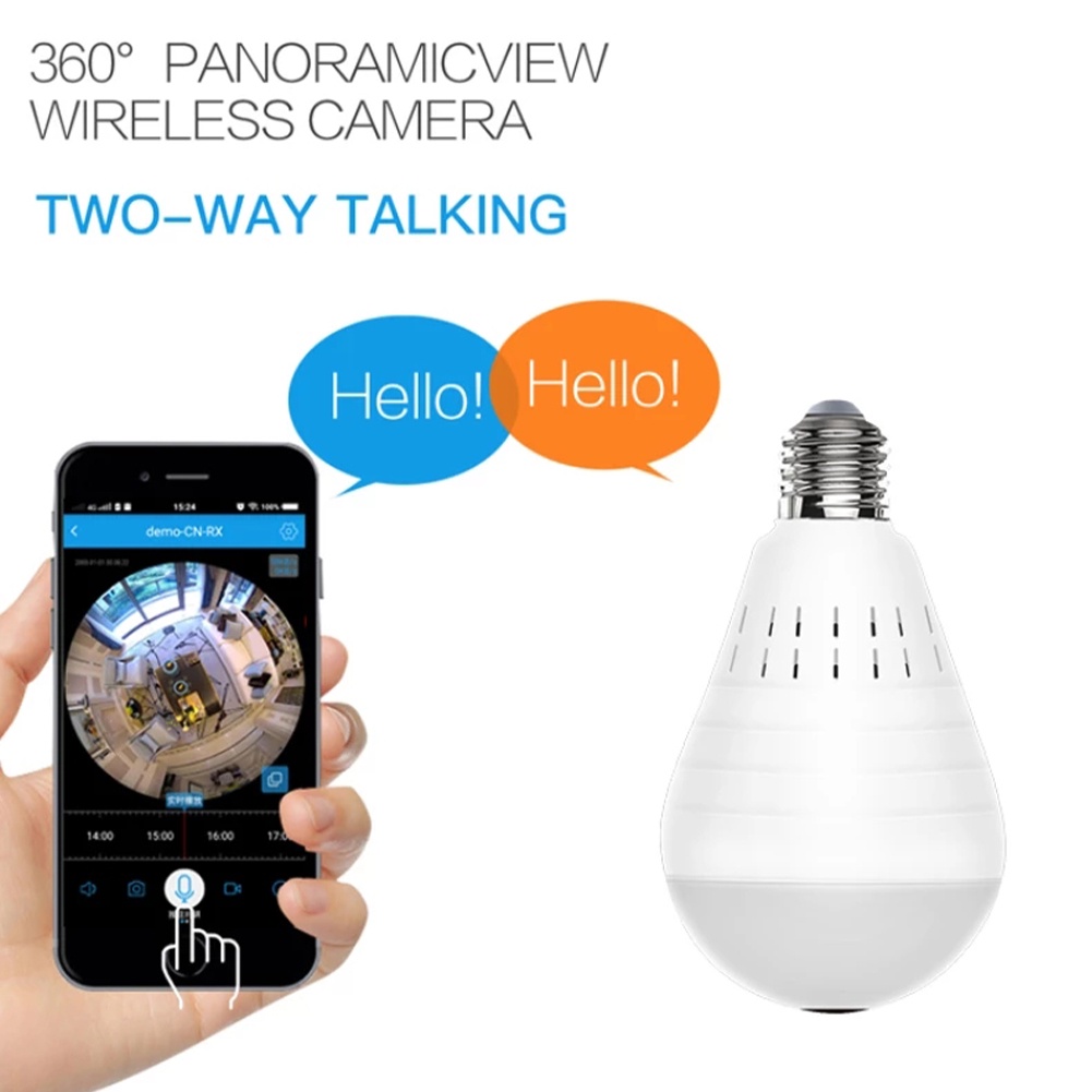 V380 Pro Hd 360 ° Panoramic Wifi 1080P กล้อง Ip กล้องวงจรปิด Wifi เชื่อมต่อกับโทรศัพท์มือถือด้วยเสียง Fisheye หลอดไฟการเฝ้าระวังวิดีโอด้วย Night Vision Two-Way Ntercom Audio Bri