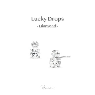 Geminine Jewelry - ต่างหูเงินแท้ 925 ชุบทองคำขาว ต่างหูพลอยแท้ - Lucky Drops Diamond ต่างหูร่ำรวย 💰