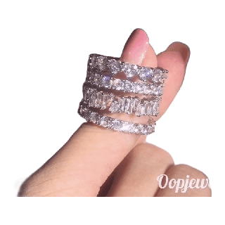 ‼️โค้ดWQAFA ลด60฿‼️แหวนเพชรรอบวง เพชรสวิส cz Cubic Zirconia ring แหวนชุบทองคำขาว พร้อมกล่องแหวนแบรนด์ Oopjewel
