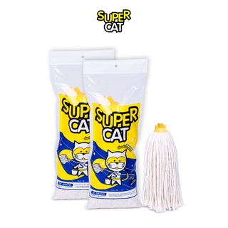 [แพ็คคู่] SUPERCAT อะไหล่ม็อบจุก 14 นิ้ว 350 กรัม ผ้าถูพื้น สีขาว