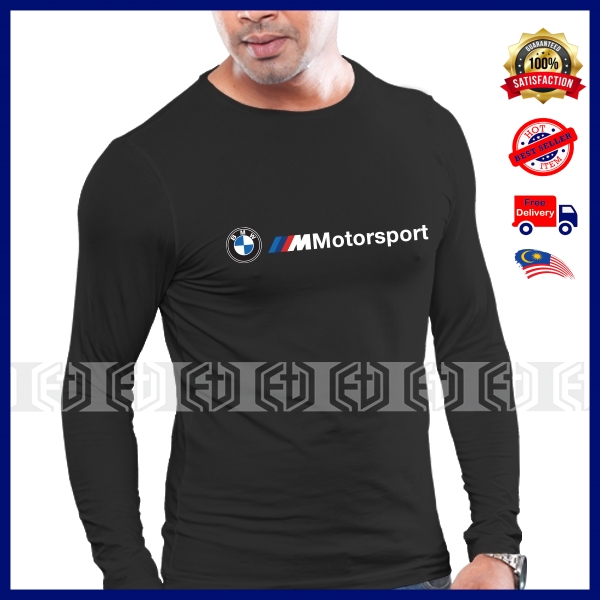 [3 สี] BMW Motorsport M3 M5 X5 X6 M4 i8 แขนยาวแข่งแฟชั่นสบายๆ Baju Tshirt T เสื้อเสื้อยืดผ้าฝ้าย Uni