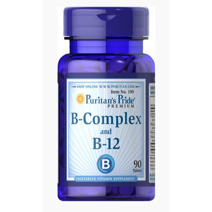 Vitamin B-Complex with Vitamin B-12,  วิตามินบีคอมเพล็ซ์  ผสมวิตามินบี12 บำรุงประสาท และผิวพรรณ Puritan's Pride
