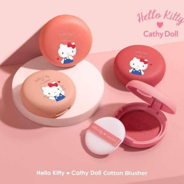 ✺❆Hello Kitty x cathy doll blush on cotton matte blusher 6.5 g. เคที่ ดอล เฮลโหล คิตตี้ ที่ปัดแก้ม บลัชออน เติมความสดใสใ