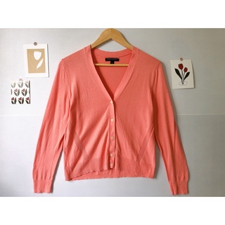 Banana republic เสื้อคลุมคาร์ดิแกน สีส้มอมชมพู แต่งแถบ