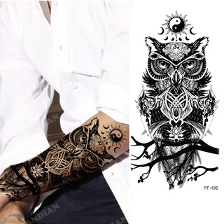 [พร้อมส่ง] สติกเกอร์รอยสักชั่วคราว ลายนกฮูก เรือใบ กันน้ํา สําหรับผู้หญิง ผู้ชาย