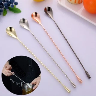 SUER Spiral Cocktail Spoons Mixing Bartender Tools Teadrop Spoon Stainless Steel Stirring Bar Accessories Eco-Friendly Kitchen Supplies/Multicolor
