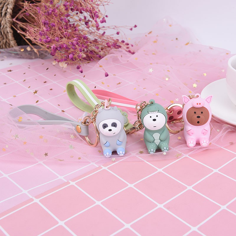 5 ซม. 1 ชิ้นน่ารัก We Bare Bears พวงกุญแจการ์ตูน Grizzly Ice Bear Panda
