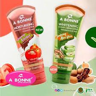 A Bonne Shower Cream Scrub สครับ +ครีมอาบน้ำ เนื้อโฟม 350 กรัม (พร้อมส่งทั้งหลอดสีเขียว และสีแดง สูตร Whitening Arbutin)