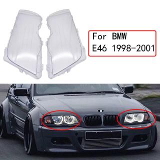 1 คู่รถยนต์ไฟหน้าอัตโนมัติปกโคมไฟกันน้ำสดใสเชลล์ปกคลุมสำหรับ For BMW E46 3 Series 1998-2001 โคมไฟฝาครอบเลนส์ใส