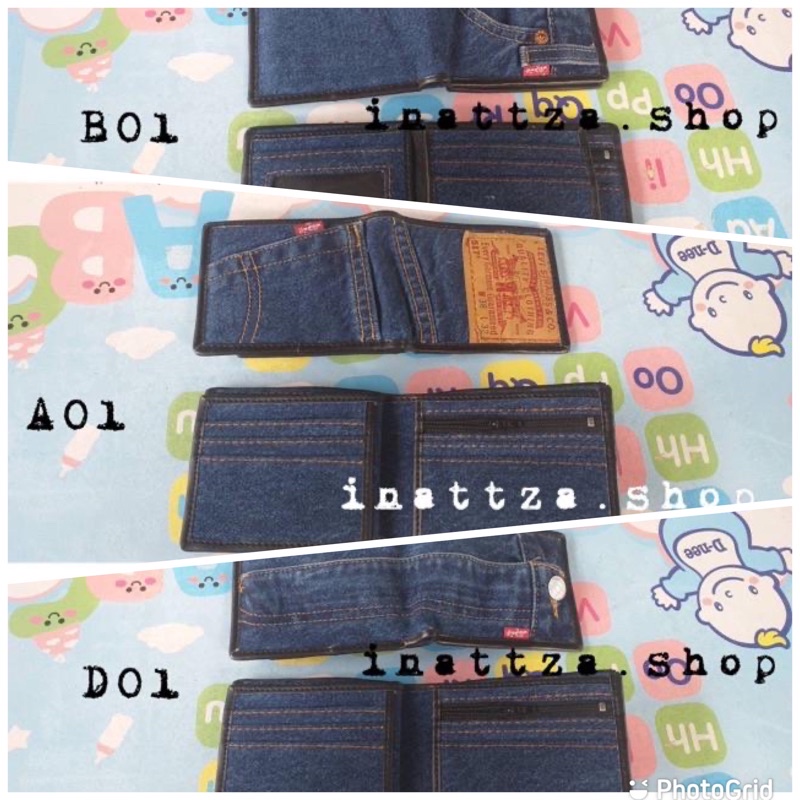 <พร้อมส่ง>กระเป๋าสตางค์ผ้ายีนส์ Levi”s/LEE /Wrangler ของแท้