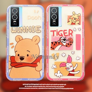 เคส New Style Phone Case Vivo Y76 5G Cute Cartoon Winnie The Pooh Couples Matte Casing TPU Transparent VIVOY76 5G Back Cover เคสโทรศัพท์