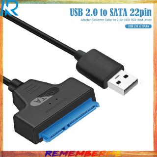 Rem อะแดปเตอร์แปลง USB 2.0 เป็น SATA 22 พิน 480m สำหรับฮาร์ดไดรฟ์ HDD SSD ขนาด 2.5 นิ้ว