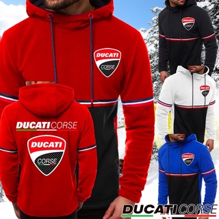 Autumn Fashion  Striped Outerwear Hoodie Men Ducati Corse Moto Gp Racing Jacket Street Style Slim Fit