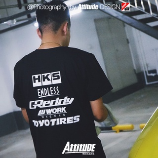 Attitude ATTITUDE เสื้อยืดคอกลม แขนสั้น ผ้าฝ้าย ลาย JDM HKS ENDLESS สไตล์ญี่ปุ่น