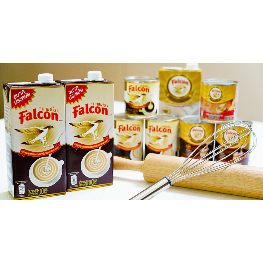 นมข้นจืด นมสด นมข้นจืดตรานกเหยี่ยว นมข้นจืดฟอลคอน falcon นมUHT