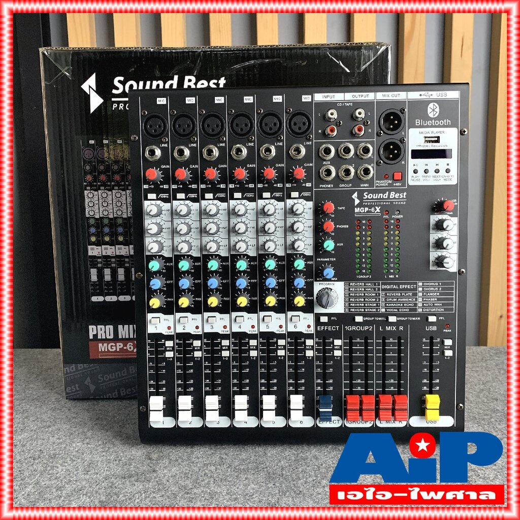 SoundBest MGP6X Mixer 6CH. มิกเซอร์ 6ช่อง MGP-6X USB Bluetooth MP3 เครื่องขยายเสียง sound best MGP 6 X