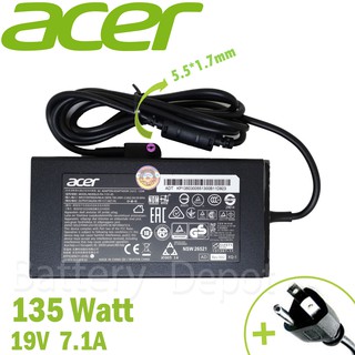 Acer Adapter ของแท้ 19V/7.1A 135W หัวขนาด 5.5*1.7mm สายชาร์จ เอเซอร์ อะแดปเตอร์, สายชาร์จ Acer