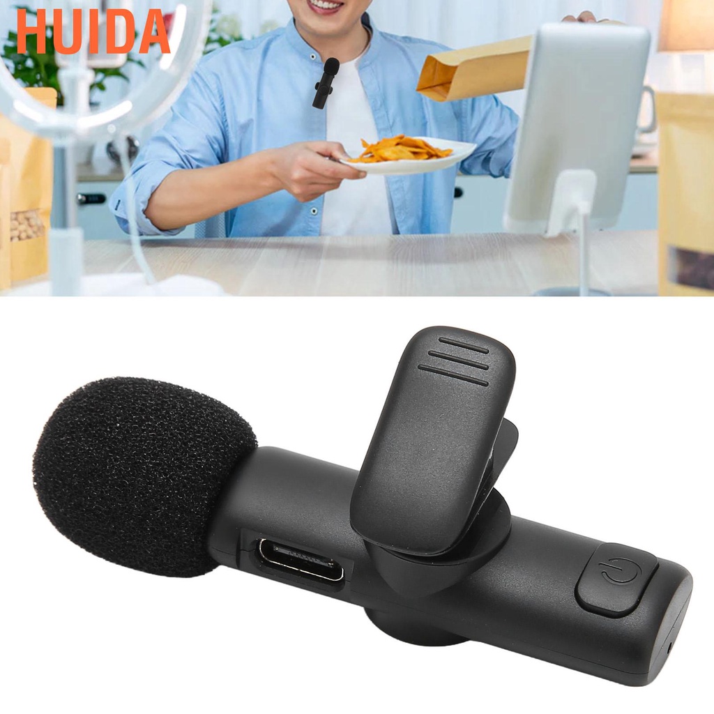 Huida Wireless Microphone Plug and Play Auto Syncs USB Type C Lavalier ...