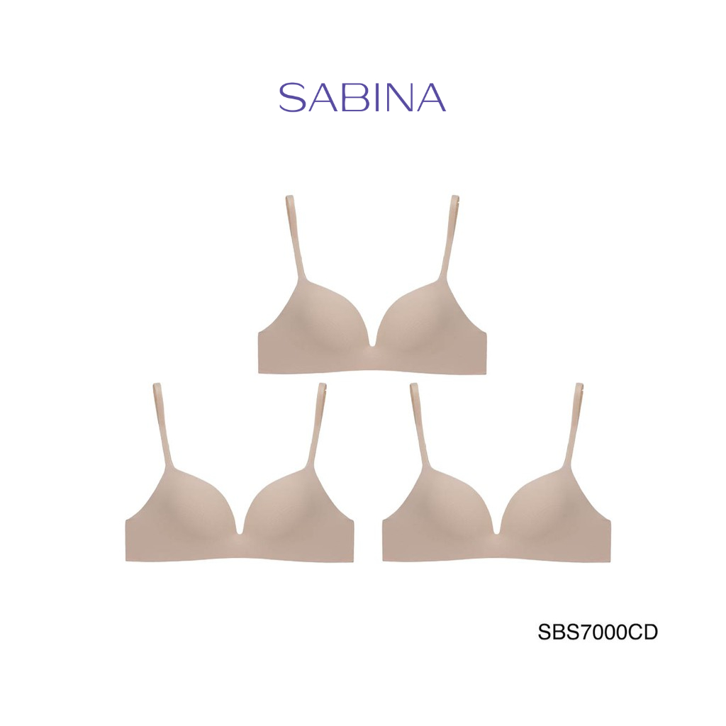 Sabina เสื้อชั้นใน Invisible Wire (Set 3 ชิ้น) (ไม่มีโครง) รุ่น Sixnature รหัส SBS7000CD สีเนื้อเข้ม