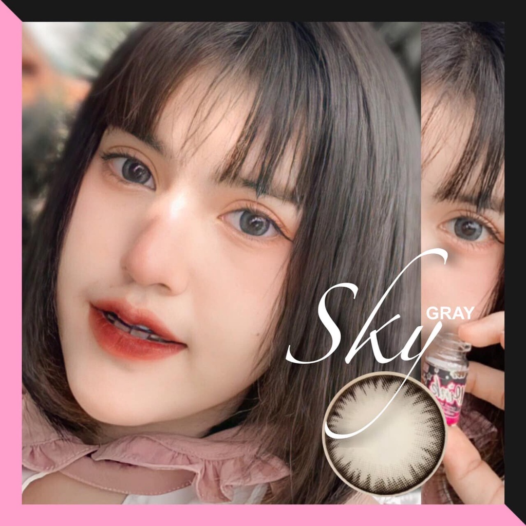 สุดปัง มีค่าสายตา Wink Sky Gray Brown บิ๊กอาย สุดปัง คอนแทคเลนส์ รายเดือน มีอย แถมตลับฟรี เลนส์นิ่ม สวยปังมาก