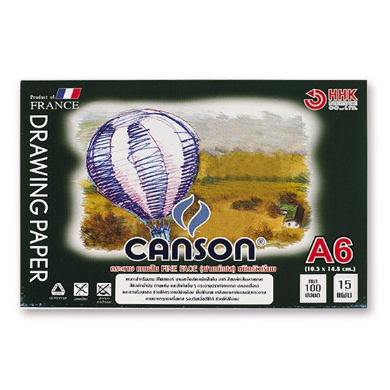 (KTS)สมุดวาดเขียนร้อยปอนด์ CANSON ขนาด A6 ผิวเรียบ หนา 100 ปอนด์ บรรจุ 15 แผ่น - 600656 FINE FACE