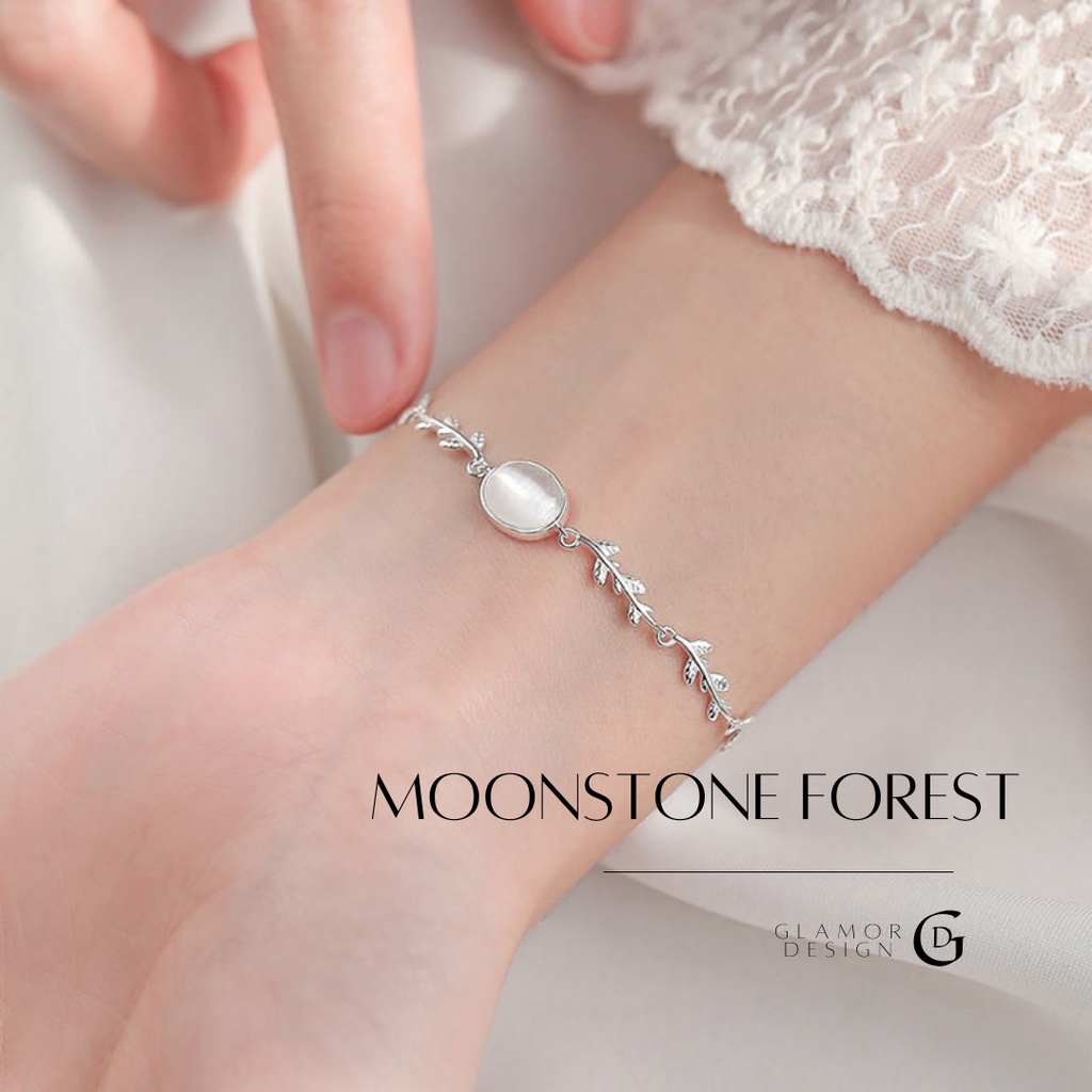 GLAMOR✨Moonstone Forest สร้อยข้อมือเงินแท้ สร้อยข้อมือหินโมรา สร้อยข้อมือผู้หญิง กำไลข้อมือ กำไลเงิน