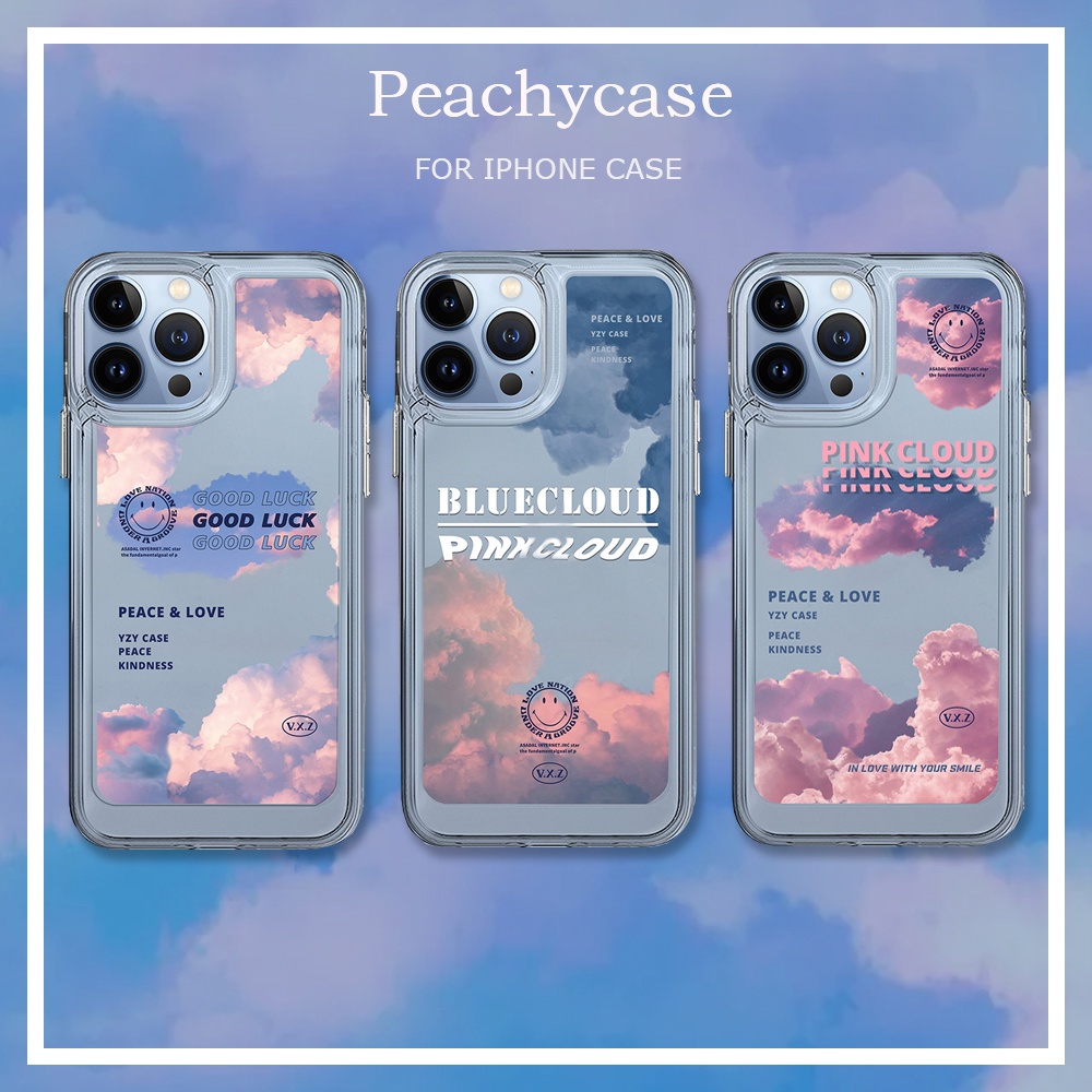 INS Dreamy Iridescent Clouds Letter เคสโทรศัพท์สําหรับ iPhone 13 11 12 Pro Max Xs Max Xr 7 8 Plus โป