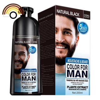 Permanent Beard Dye Shampoo for Men Beard Dying Removal Hair 200ML