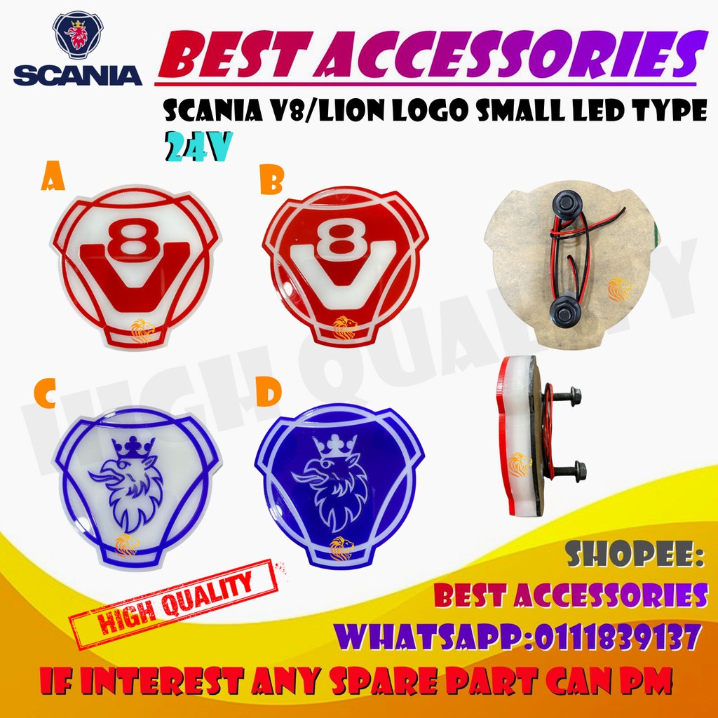 SCANIA V8/LION/EAGLE LOGO SMALL LED TYPE 24V คุณภาพสูง