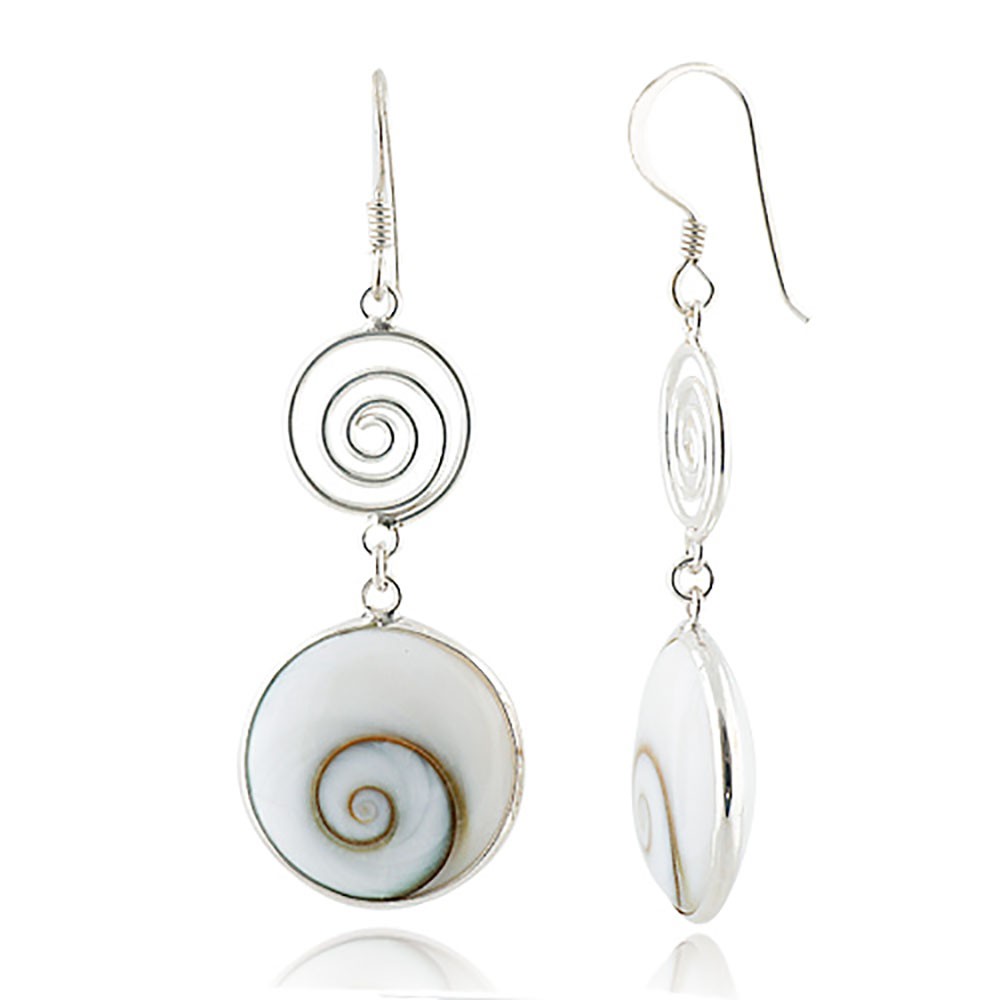 Suvani Jewelry - เงินแท้ 92.5% ต่างหูห่วง Shiva Eye ทรงกลม ต่างหูเงินแท้