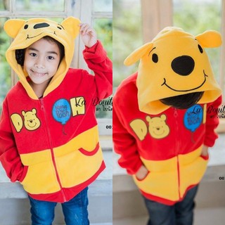 เสื้อกันหนาวเด็กมีฮู้ด ลายหมีพูห์ POOH  [IBP0010 สีแดง]