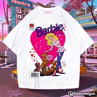 [S-5XL]เสื้อยืด ลายบาร์บี้ และสัตว์เลี้ยง ขนาดใหญ่ สีขาว
