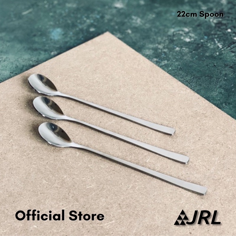 JRL SET ช้อนคนสแตนเลส ด้ามยาว 22 ซม จำนวน 3 คัน ช้อนคนด้ามยาว ช้อนคนกาแฟ ด้ามจับหนา 0.27 มม