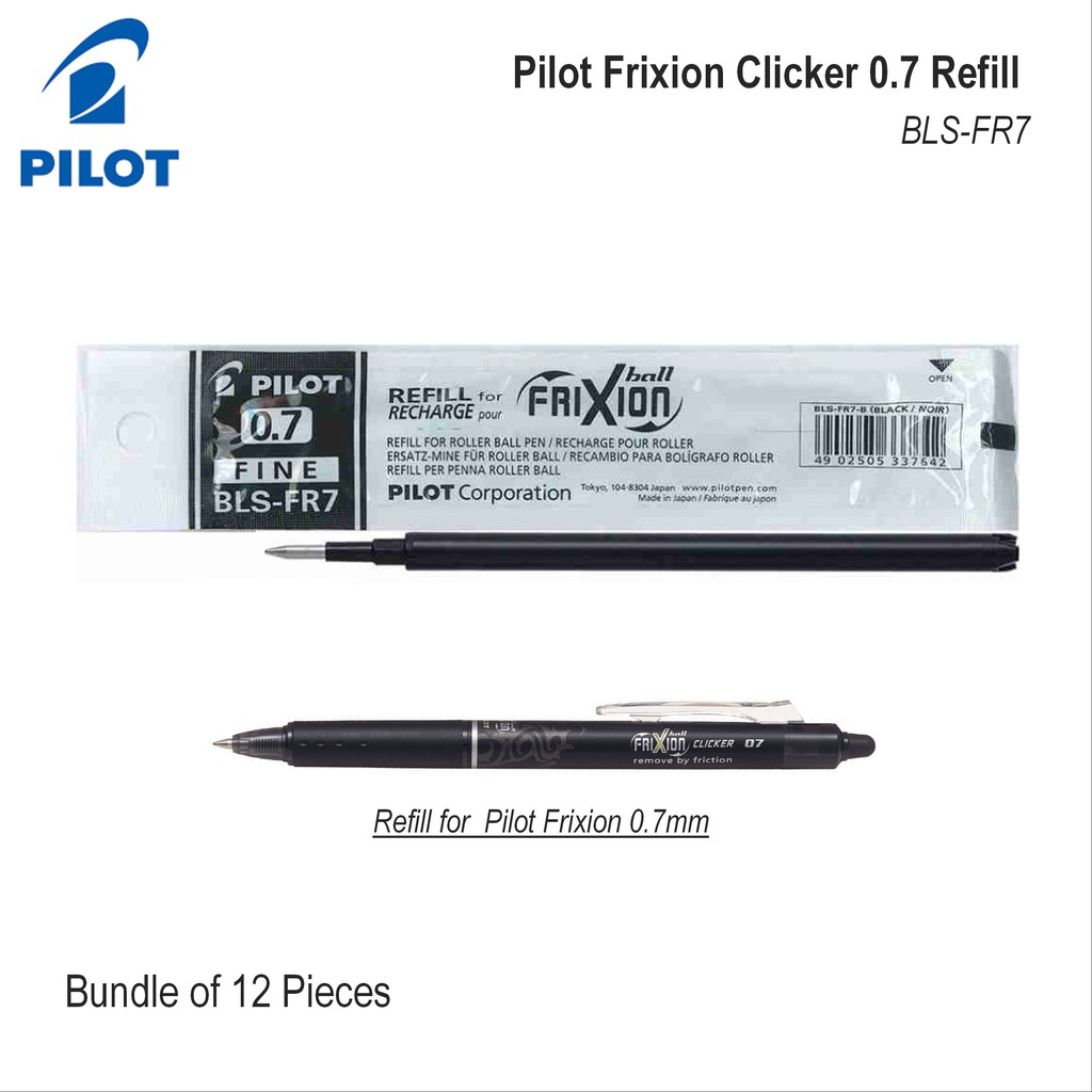 Pilot Frixion Clicker 0.7 รีฟิล BLS-FR7 (12 ชิ้น Bundle)